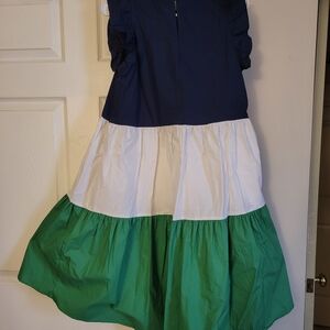 SHEIN Navy, White, and Green Midi Dress